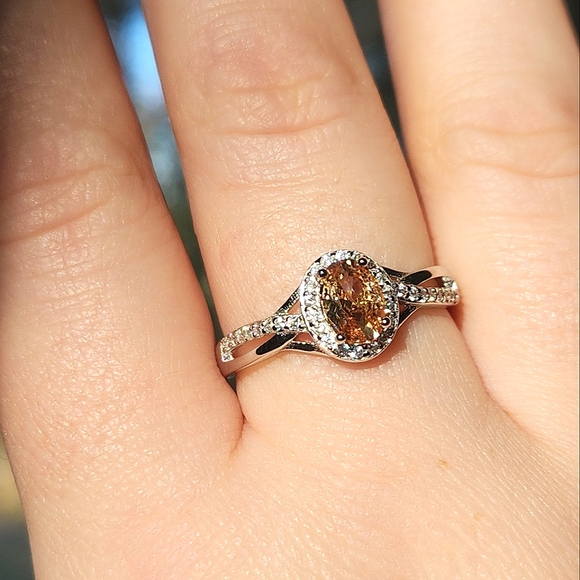 NWT Ryze Peach Moscato & White CZ .925 Sterling Silver Ring - Size 9.75 - Picture 8 of 9